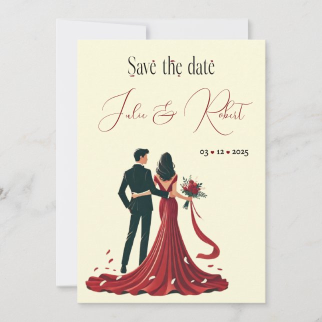 Convite de Save the Date do Casal Sonhador (Frente)