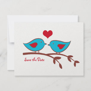 Convite de Save the Date dos Passarinhos Apaixonad