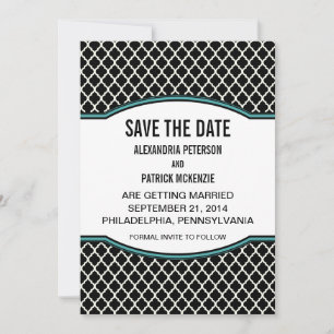 Convite de Save the Date Elegante em Aqua com Trev