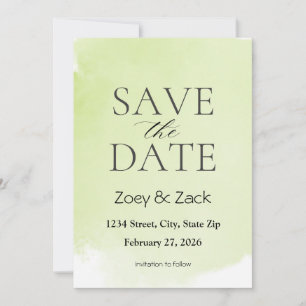 Convite de Save the Date Elegante em Aquarela Verd