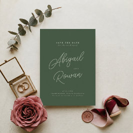 Convite de Save the Date Elegante Verde Floresta