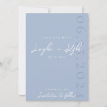 Convite de Save the Date em Dusty Blue