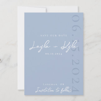 Convite de Save the Date em Dusty Blue