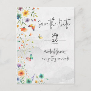 Convite de Save the Date Floral Borboleta Aquarela