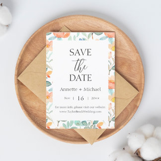 Convite de save the date floral colorido