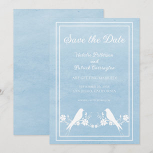 Convite de Save the Date Floral de Pássaro de Amor