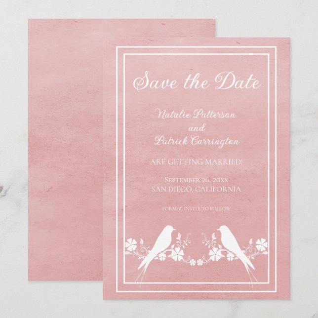 Convite de Save the Date Floral de Rosas para Casa (Frente/Verso)