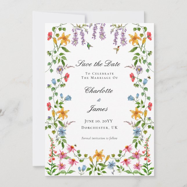 Convite de Save the Date floral em aquarela do jar (Frente)