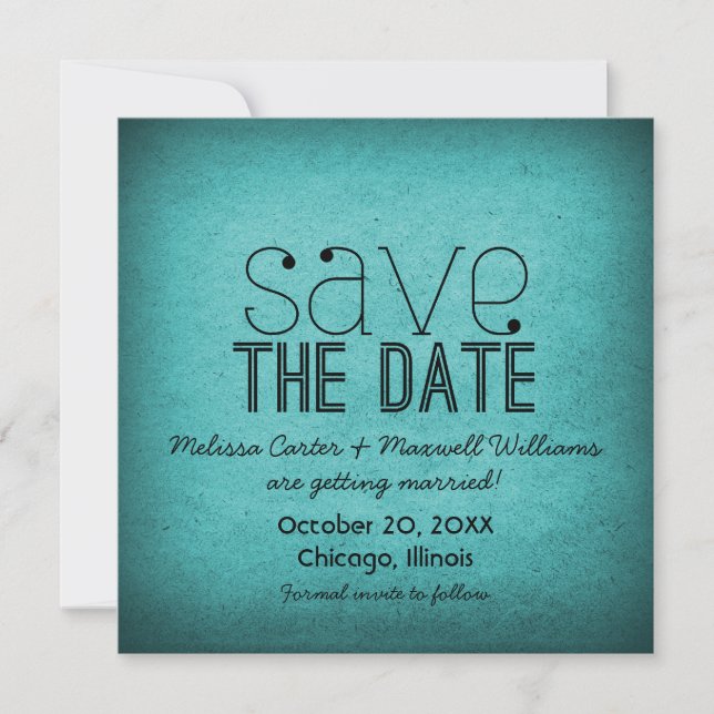 Convite de Save the Date Grunge Moderno em Verde Á (Frente)