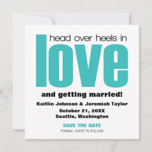 Convite de Save the Date Head Over Heels, Aqua