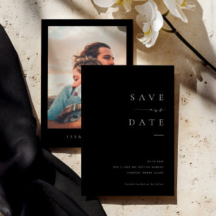Convite de Save the Date ISSA Black Elegant com Fo