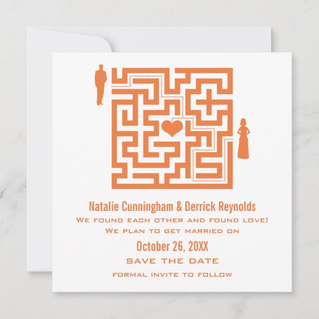 Convite de Save the Date Labirinto de Amor Tangeri (Frente)