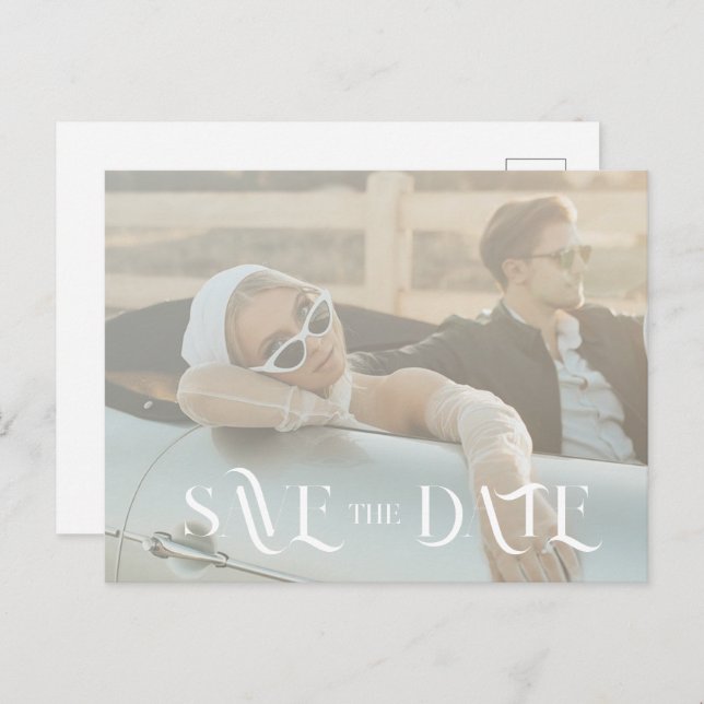 Convite de Save The Date minimalista e sofisticado (Frente/Verso)
