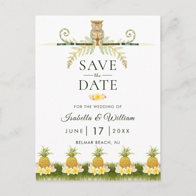 Convite de Save the Date Tropical Elegante (Frente)