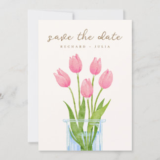Convite de Save The Date TULIP / Floral Aquarela