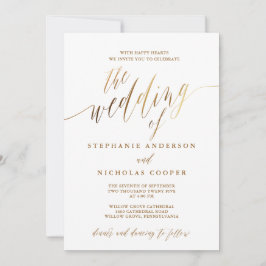 Convite de Script Elegante Dourado