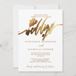 Convite de Script Elegante Dourado