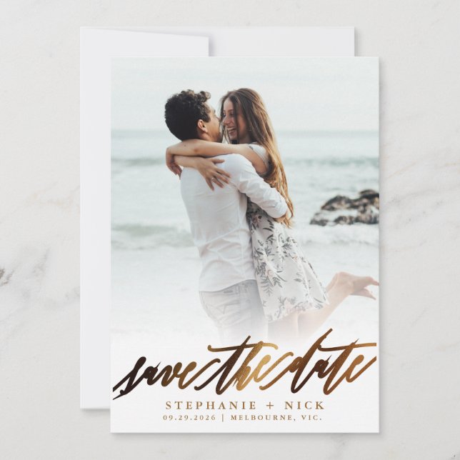 Convite de Script Elegante Dourado (Frente)