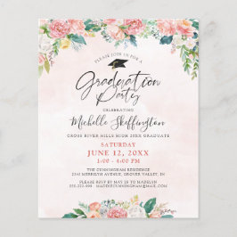 Convite de Script Floral Elegante para Graduação d