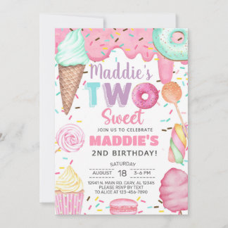 Convite de segundo aniversário para duas meninas d