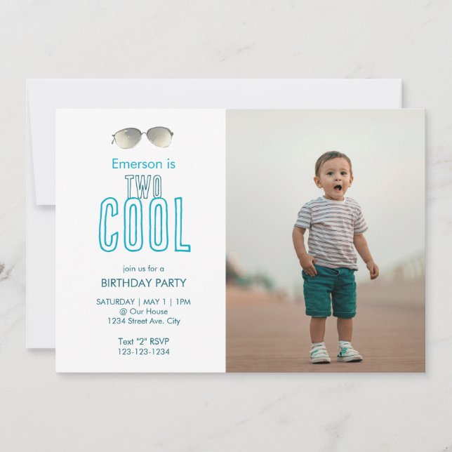 Convite de segundo aniversário Two Cool (Frente)
