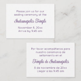 Convite de Selamento do Templo em Letra Roxa Bilín