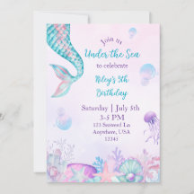 Convite de Sereia Debaixo do Mar
