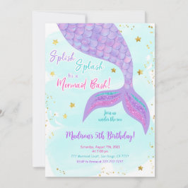 Convite de Sereia Infantil Sob O Mar