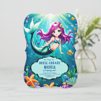 Convite de Sereia Mágica - Festa de Aniversário Su