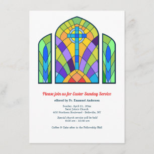 Convite de Serviço da Igreja de Vidro Colorido