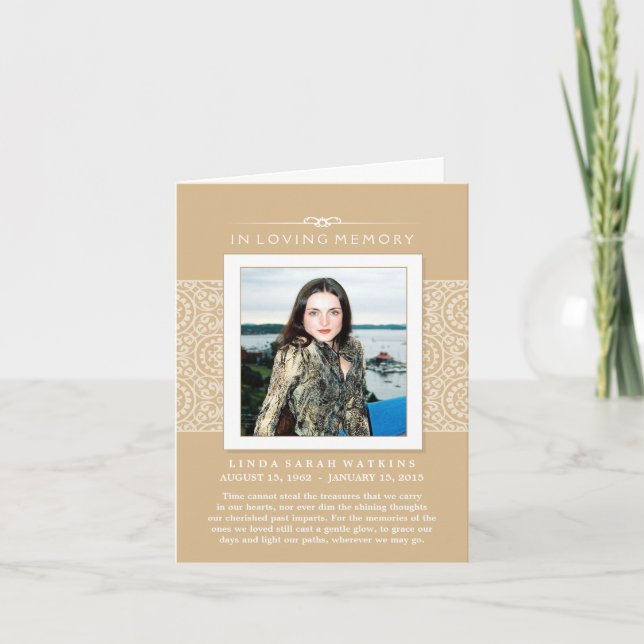 Convite de Serviço Memorial Dourado e Branco Elega (Frente)