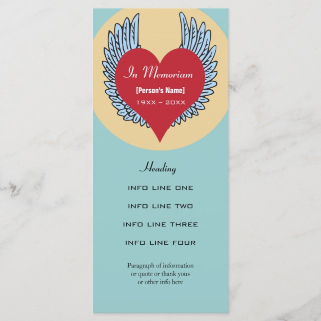 Convite de serviço ou cartão de programa memorial (Frente)