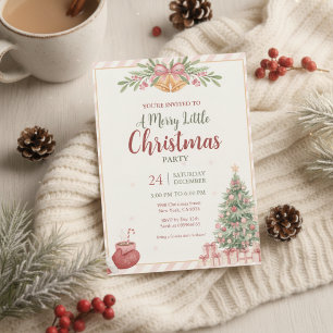 Convite de Sininhos de Natal Rosa Elegante