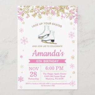 Convite De Skate Rosa De Festa de aniversário De 