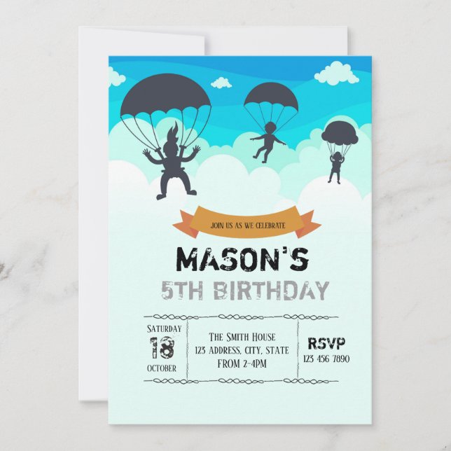 Convite de Skydiving (Frente)