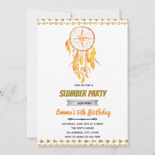 Convite de sleepover com captura de sonhos em rosa