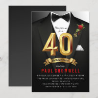 Convite de Smoking para 40º Aniversário