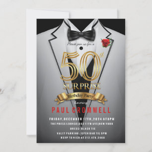 Convite de Smoking para Surpresa de Aniversário de