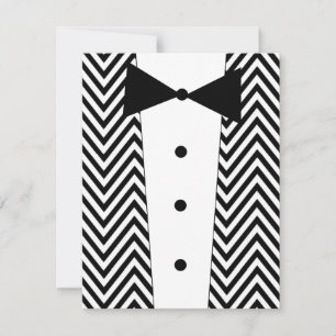 Convite de Smoking Preto e Branco Chevron