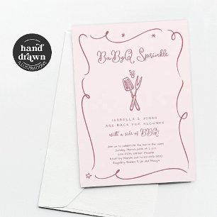 Convite de Sprinkle Churrasco de Bebê Rosa para Me
