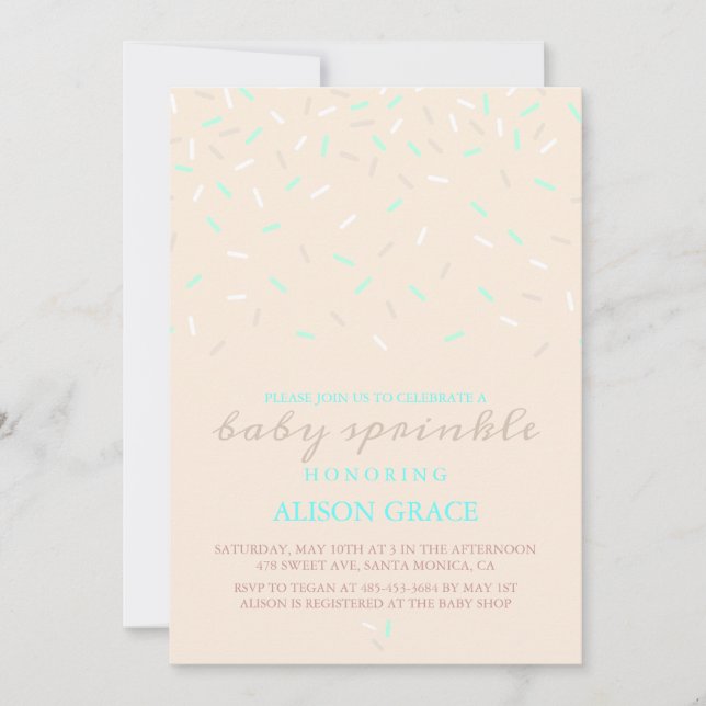 Convite de Sprinkle de Bebê Moderno em Rosa e Azul (Frente)