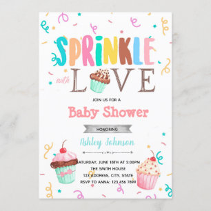 Convite de sprinkle de cupcake com amor