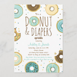 Convite de Sprinkle de Donut e Fraldas para Chuvei