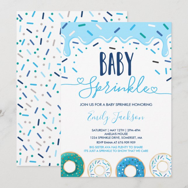 Convite de Sprinkle Donut Baby Espalhado Com Amor (Frente/Verso)