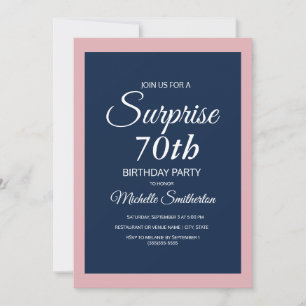 Convite de Surpresa de 70 Anos de Idade Azul Marin