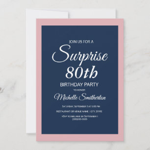 Convite de Surpresa de 80 Anos de Idade Azul Marin