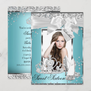 Convite de Sweet 16 Foto Tiara Arco Brilhante