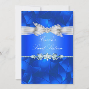 Convite de Sweet Sixteen Blue Leaf & Bow