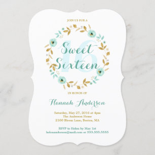 Convite de Sweet Sixteen com Coroa de Flores em Do