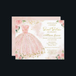 Convite de Sweet Sixteen de Orçamento Rosa Dourado<br><div class="desc">Um adorável convite de sweet sixteen em rosa blush. Fácil de personalizar com seus detalhes. Por favor, sinta-se à vontade para entrar em contato comigo se tiver alguma solicitação especial. POR FAVOR, NOTE: Para obter assistência em pedidos, envio, informações do produto, etc., entre em contato diretamente com o Suporte ao...</div>